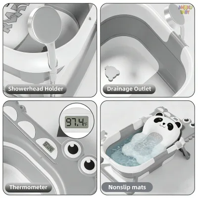 Baignoire pliable bébé avec thermomètre – image 2