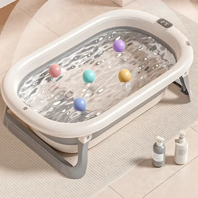 Bain bébé pliable avec tapis et thermomètre – image 2
