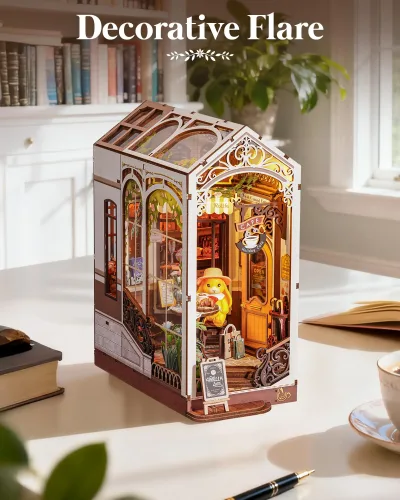 Diorama de café en bois avec lumières LED – image 3