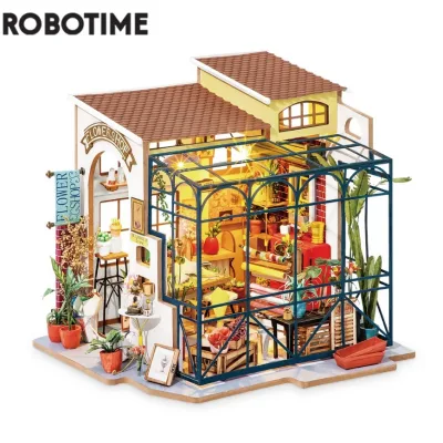 Maison de poupée miniature fleuriste en bois