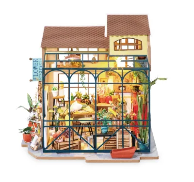 Maison de poupée miniature fleuriste en bois – image 2