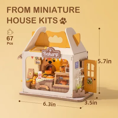 Maisonnette miniature jaune en bois à monter – image 3