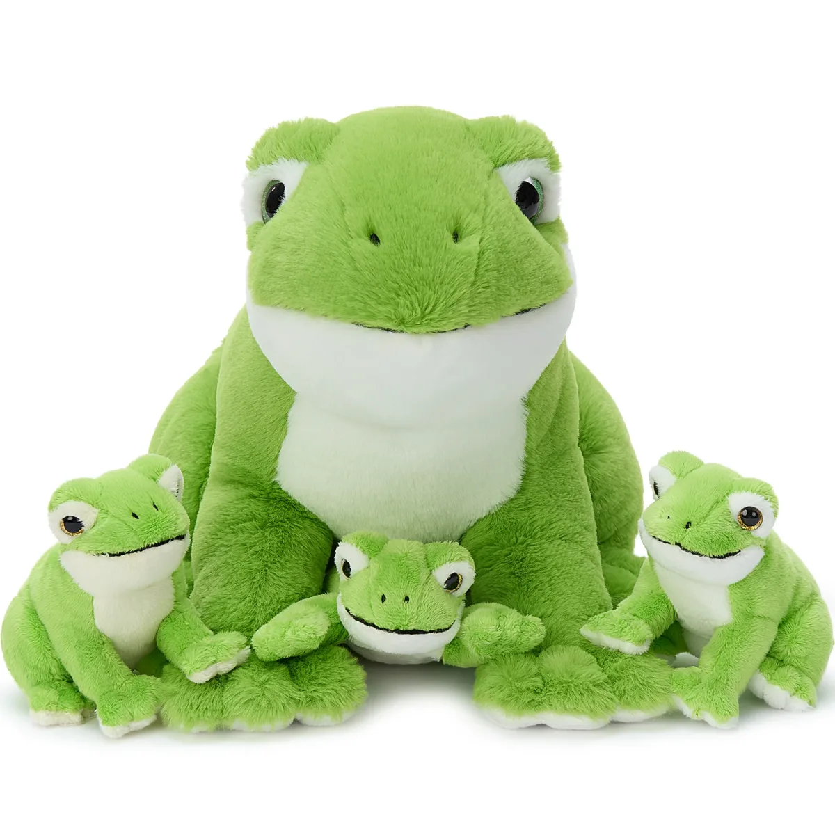 Peluche grenouille 40 cm avec trois bébés
