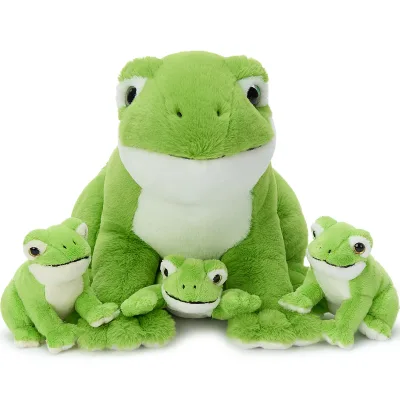 Peluche grenouille 40 cm avec trois bébés