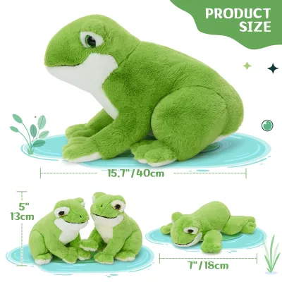 Peluche grenouille 40 cm avec trois bébés – image 2