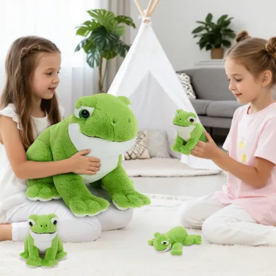 Peluche grenouille 40 cm avec trois bébés – image 3
