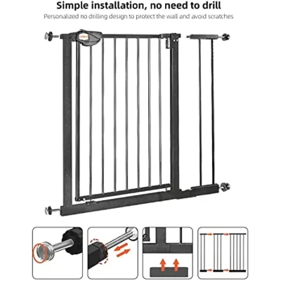 Porte d'escalier pour bébé noire, 100 cm – image 2