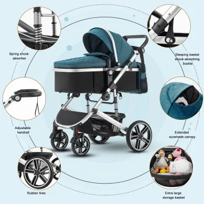 Poussette bébé 3 en 1 pliable en aluminium – image 2