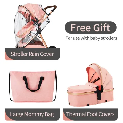 Poussette bébé pliable 3 en 1 avec siège auto – image 3