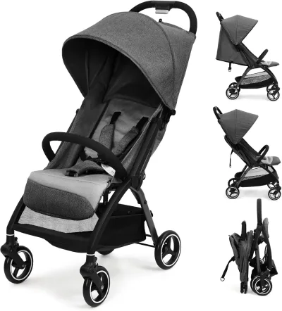 Poussette compacte pliable d'une main, 7 kg