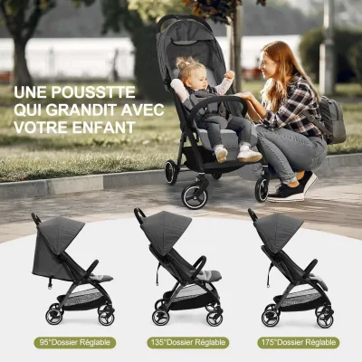 Poussette compacte pliable d'une main, 7 kg – image 2