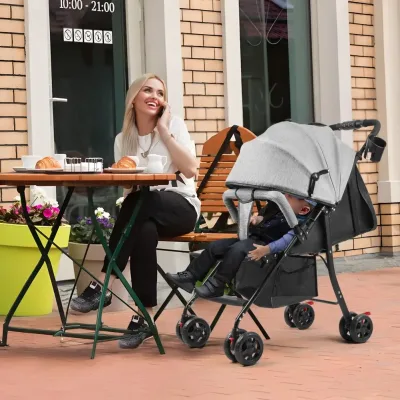 Poussette de voyage pliable grise