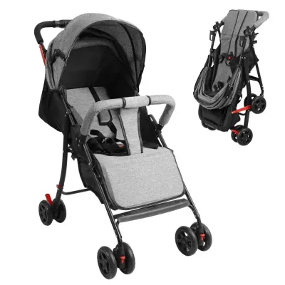 Poussette de voyage pliable grise – image 2