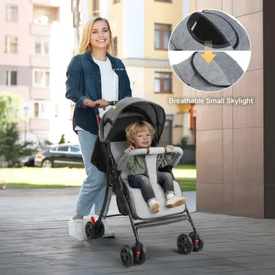 Poussette de voyage pliable grise – image 3
