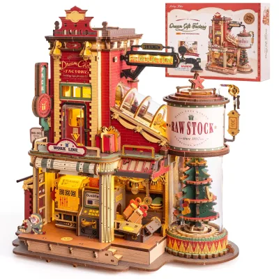 Puzzle 3D en bois, boîte à musique animée
