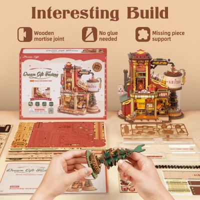 Puzzle 3D en bois, boîte à musique animée – image 2