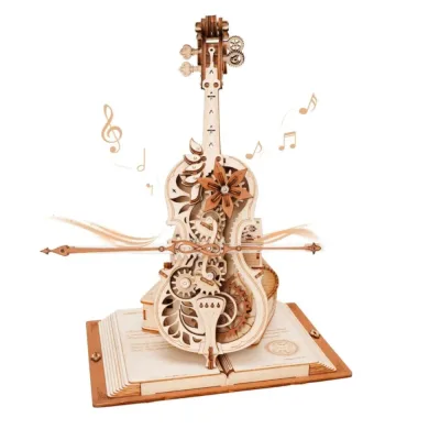 Puzzle 3D violoncelle en bois, boîte à musique
